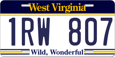 WV license plate 1RW807