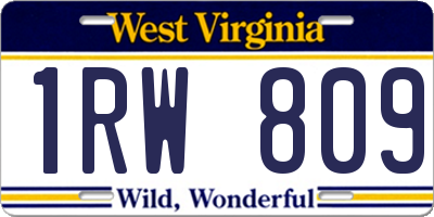 WV license plate 1RW809