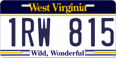 WV license plate 1RW815