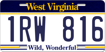 WV license plate 1RW816