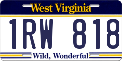 WV license plate 1RW818