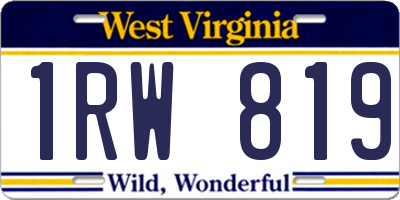 WV license plate 1RW819