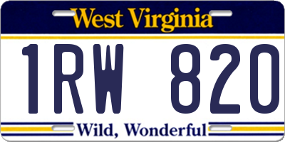 WV license plate 1RW820