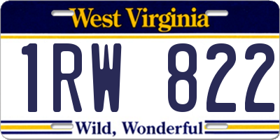 WV license plate 1RW822