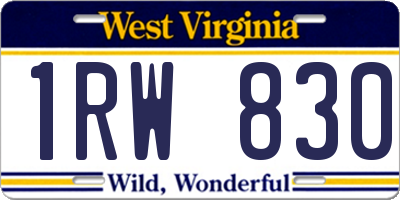 WV license plate 1RW830