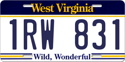 WV license plate 1RW831
