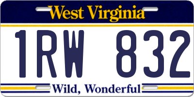 WV license plate 1RW832