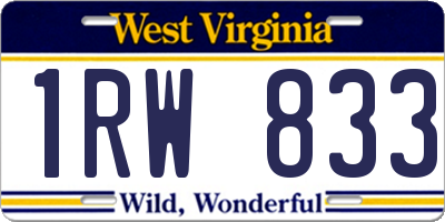 WV license plate 1RW833