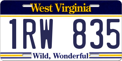 WV license plate 1RW835