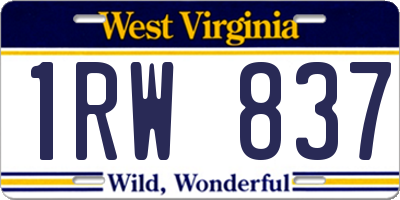 WV license plate 1RW837