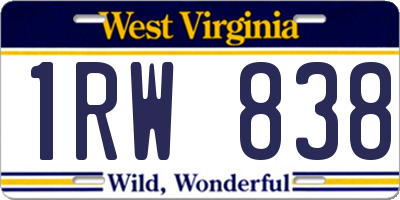WV license plate 1RW838