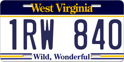 WV license plate 1RW840