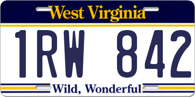 WV license plate 1RW842