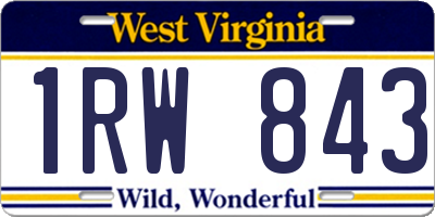 WV license plate 1RW843