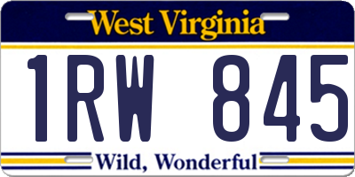 WV license plate 1RW845