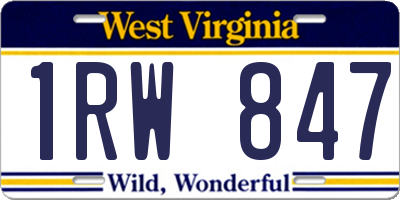 WV license plate 1RW847