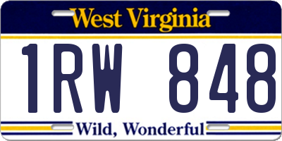 WV license plate 1RW848