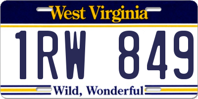 WV license plate 1RW849
