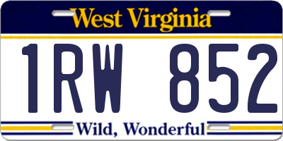 WV license plate 1RW852