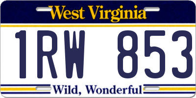 WV license plate 1RW853