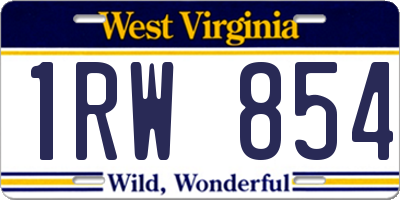 WV license plate 1RW854