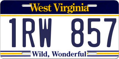 WV license plate 1RW857