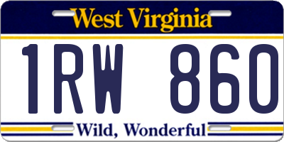 WV license plate 1RW860