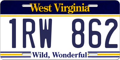 WV license plate 1RW862
