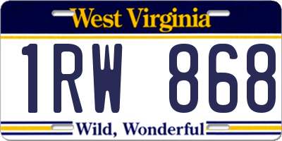 WV license plate 1RW868