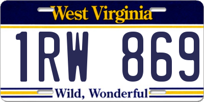 WV license plate 1RW869