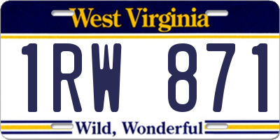 WV license plate 1RW871