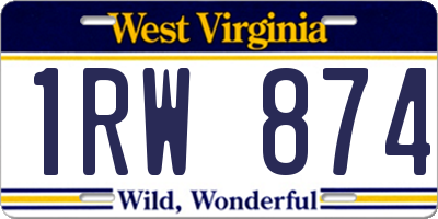 WV license plate 1RW874