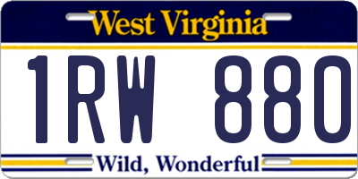 WV license plate 1RW880
