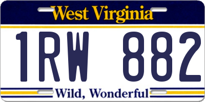 WV license plate 1RW882