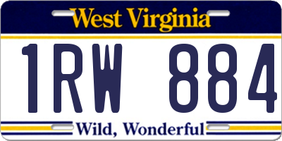 WV license plate 1RW884