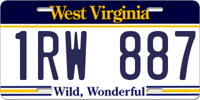 WV license plate 1RW887