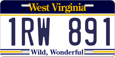 WV license plate 1RW891