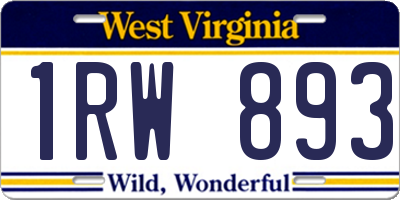 WV license plate 1RW893