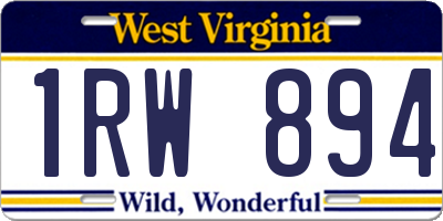 WV license plate 1RW894