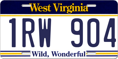 WV license plate 1RW904
