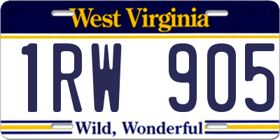 WV license plate 1RW905