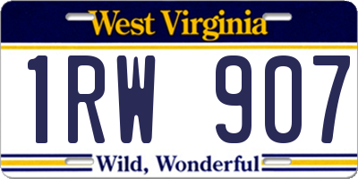 WV license plate 1RW907