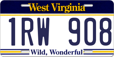 WV license plate 1RW908