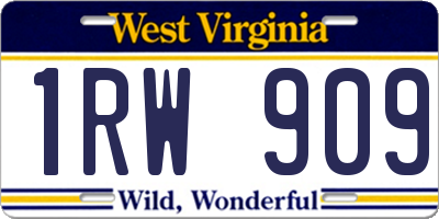WV license plate 1RW909