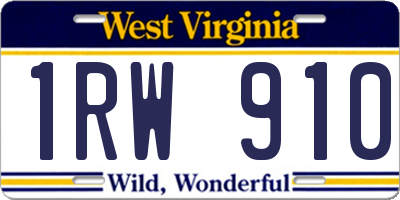 WV license plate 1RW910