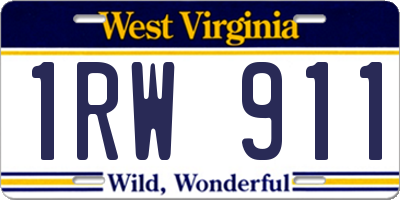 WV license plate 1RW911
