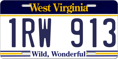 WV license plate 1RW913