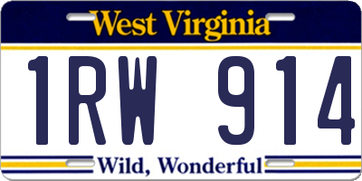 WV license plate 1RW914