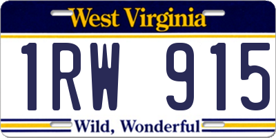 WV license plate 1RW915