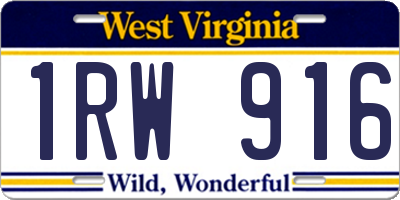 WV license plate 1RW916